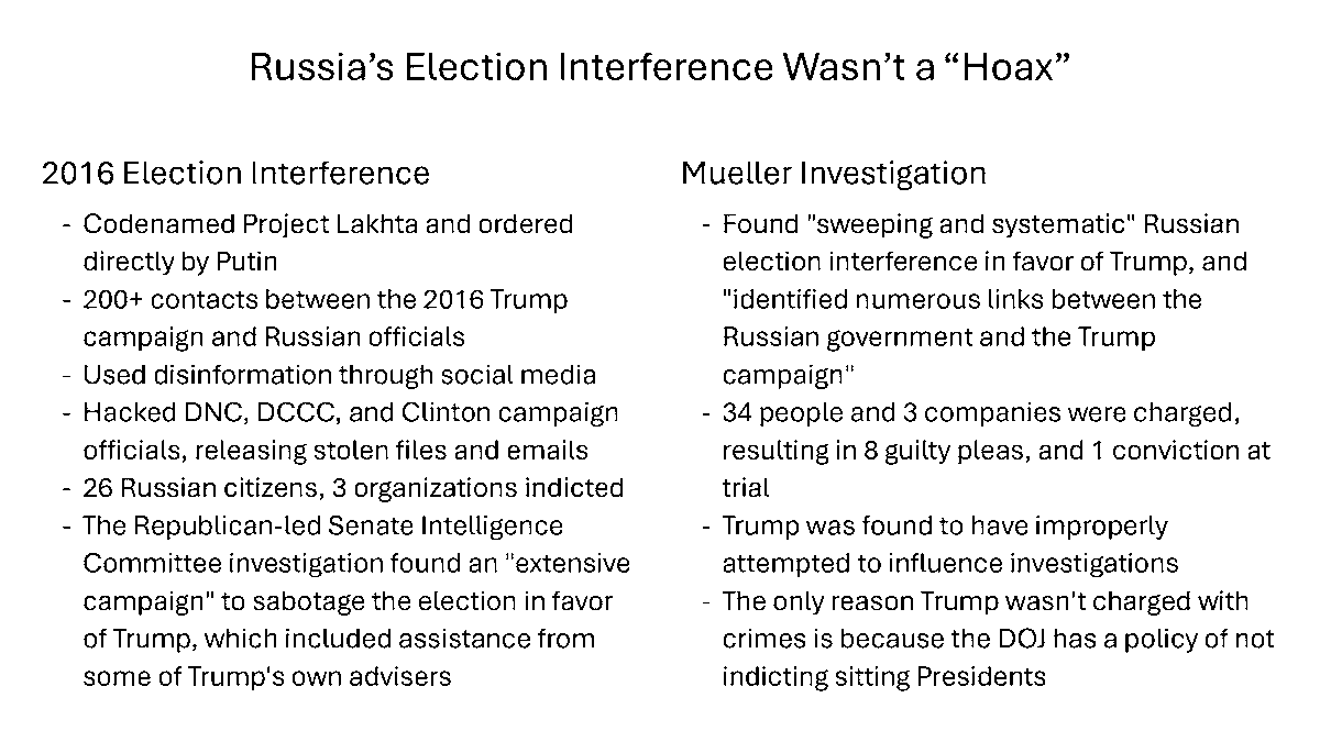 Matt_VanDyke's tweet photo. #Trump keeps bizarrely ranting about the "Russia hoax" lately, even when meeting with #Zelensky.

Here is your friendly reminder that Russian election interference wasn't a hoax, and that you can't rewrite history no matter how many times you repeat a false "hoax" narrative. https://t.co/u1FUuviWx1