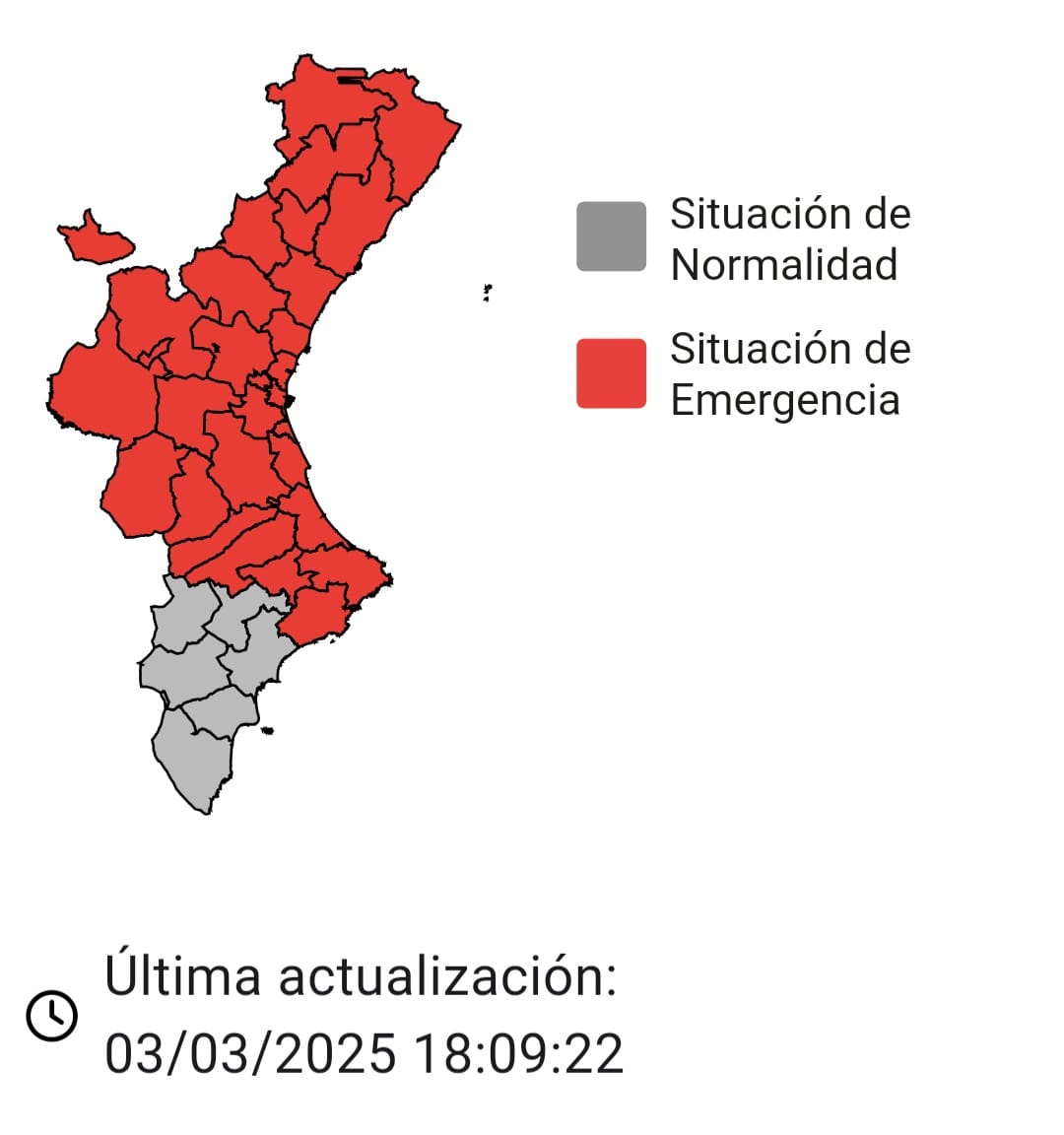 Emergències 112CV (@gva112) on Twitter photo 🚨El Centro de Coordinación de Emergencias de la <a href="/generalitat/">Generalitat</a> establece:
🔴Emergencia situación 0 por inundaciones en toda la provincia de Castellón; litoral norte de Alicante y en toda la provincia de Valencia (esta declaración no modifica la situación de aquellos municipios 🚨El Centro de Coordinación de Emergencias de la <a href="/generalitat/">Generalitat</a> establece:
🔴Emergencia situación 0 por inundaciones en toda la provincia de Castellón; litoral norte de Alicante y en toda la provincia de Valencia (esta declaración no modifica la situación de aquellos municipios