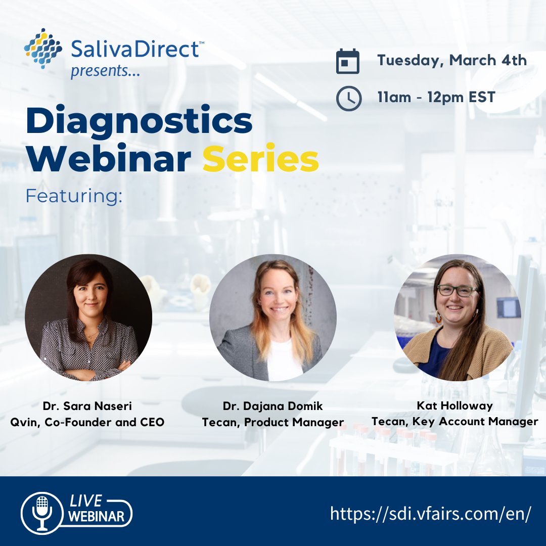 saliva_direct's tweet image. Register at sdi.vfairs.com/en/

📢 TOMORROW: Join us for SalivaDirect, Inc.&apos;s first diagnostics webinar of 2025! Learn from experts in the industry. See you there!

#SalivaTesting #SpitRules #WomensHealth @US_FDA  #Diagnostics #Webinar #Innovation #Qvin @Tecan_Talk