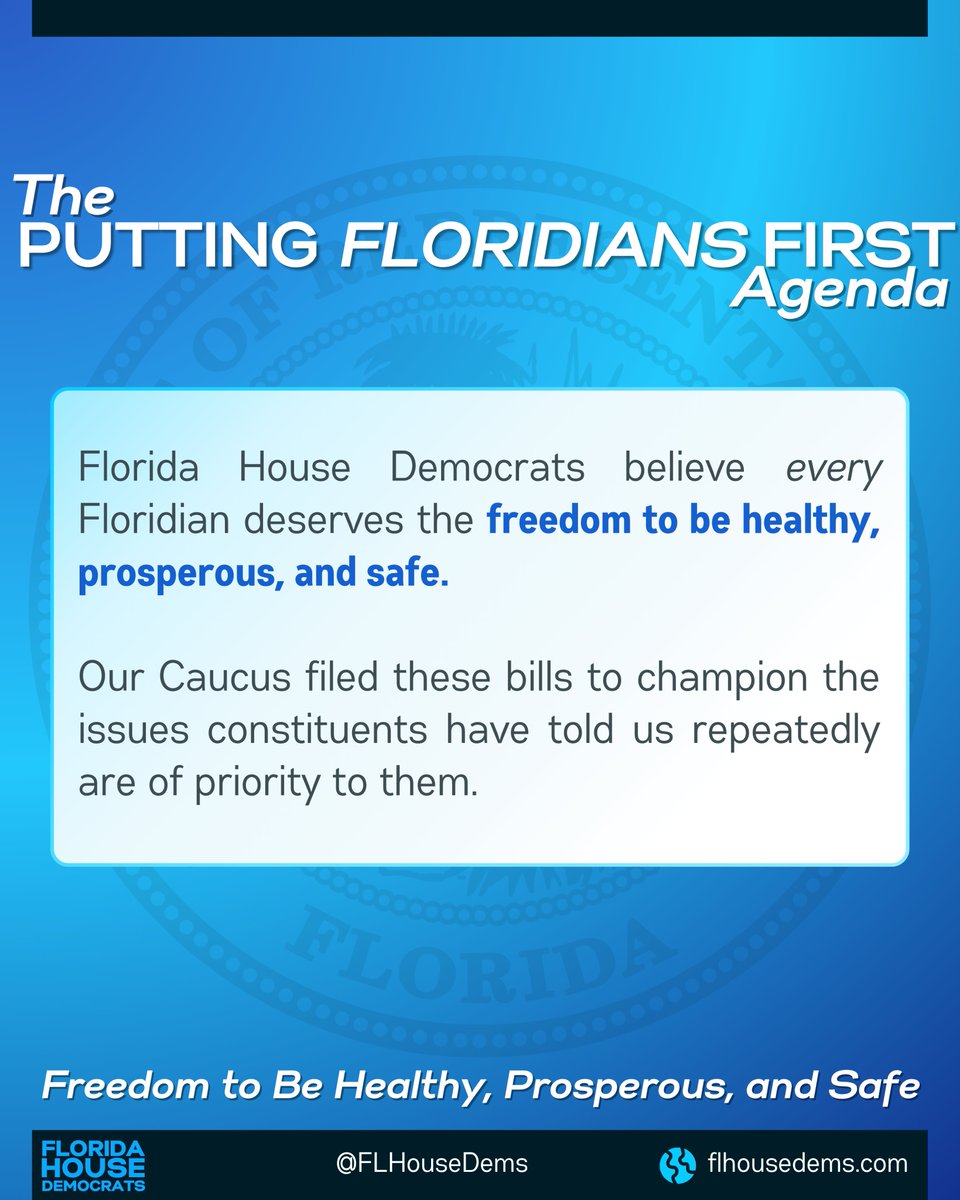 FLHouseDems's tweet image. 1/8 📢@FLHouseDems are sponsoring a series of important bills that will positively impact every Floridian. From education to healthcare, housing, and the environment, here’s what you need to know!
🧵👇 #PuttingFloridiansFirst