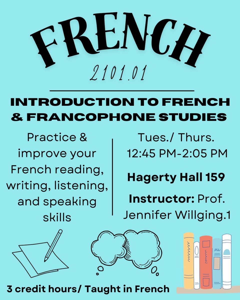 AUTUMN '25 COURSE OFFERING:
French 2101.01: Intro to French &amp; Francophone Studies

For more information, please visit the link below:
frit.osu.edu/autumn-2025-co…