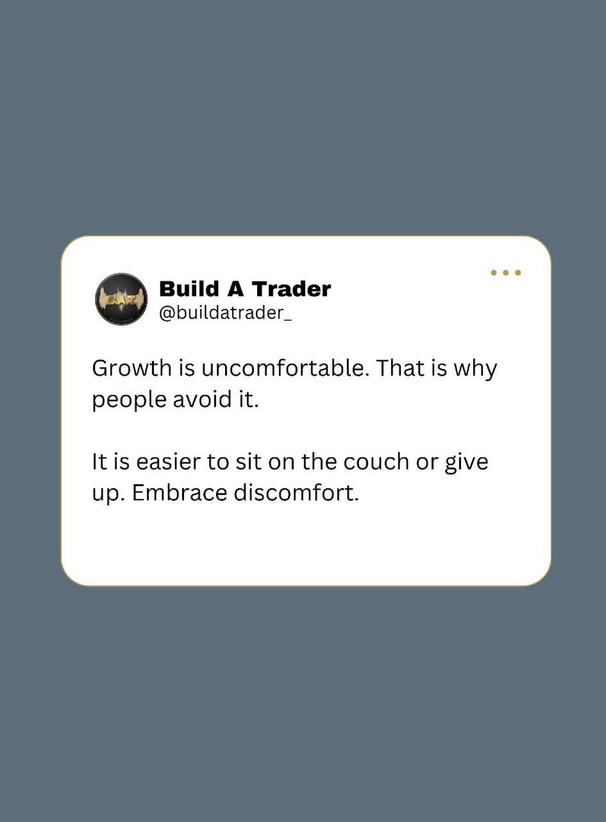 BuildATrader's tweet photo. BAT MONDAY MOTIVATION 

Growth is uncomfortable. 

It is easier to avoid the small choices / actions needed for true growth. 

Do not avoid things that are hard or difficult. That is where growth comes from. 🦇 https://t.co/RXkZieWRnm