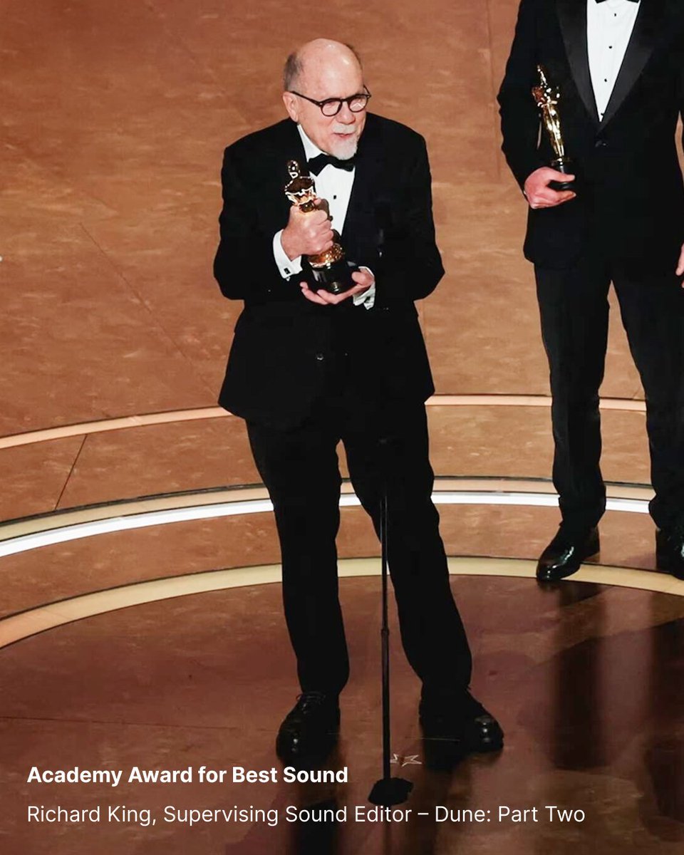 Congratulations to Supervising Sound Editor Richard King and the entire Dune: Part Two sound team on their Oscar™ win last night 🎉⁠
⁠
We're honored to partner with award-winning sound artists &amp; always look forward to celebrating the sound community all awards season long 👏