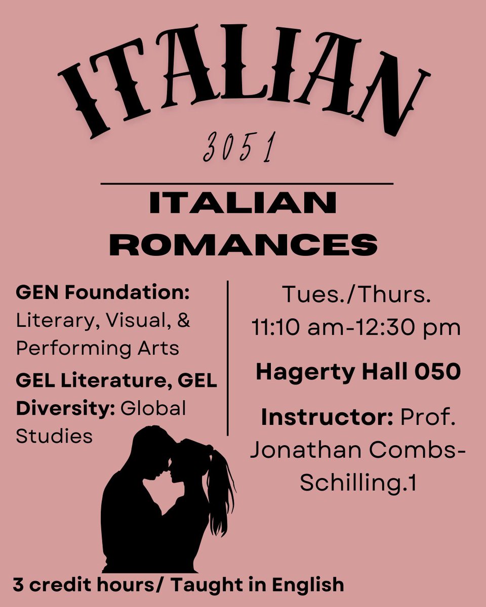 AUTUMN '25 COURSE OFFERING:
Italian 3051: Italian Romances

For more information, please visit the link below:
frit.osu.edu/autumn-2025-co…