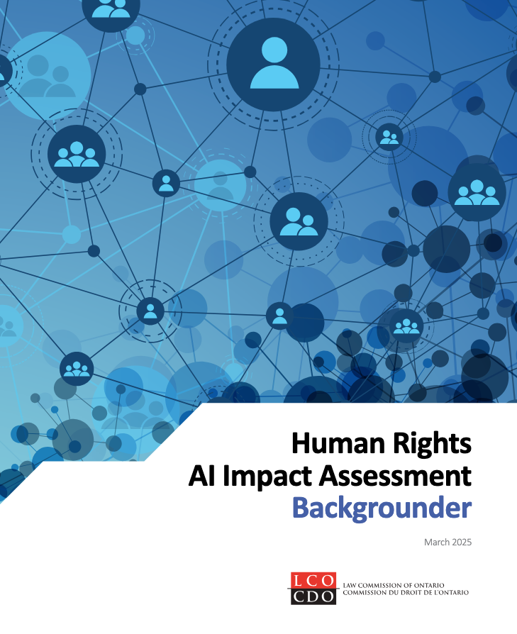 LCO_CDO's tweet photo. The LCO is pleased to announce the release of the AI Human Rights Impact Assessment (HRIA) Backgrounder. This Backgrounder accompanies the LCO/@OntHumanRights HRIA and explains the benefits, limitations, stakeholder perspectives, &amp; choices made in the HRIA https://t.co/0BQDm9AWvo https://t.co/vMsYVpn4X2