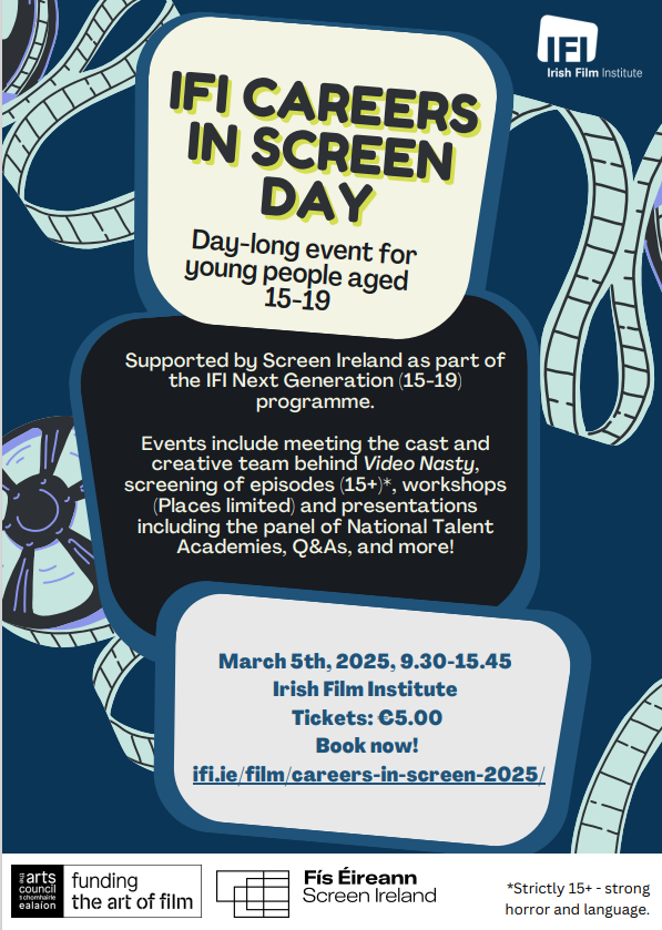 IFI Schools (@ifi_schools) on Twitter photo Still some tickets available for our annual Careers in Screen day this Wednesday <a href="/IFI_Dub/">Irish Film Institute</a> its a day-long event filled with talks and workshops for young people between ages 15-19 interested in a career in film!
Tickets ifi.ie/film/careers-i…
<a href="/ScreenIreland/">Screen Ireland</a> Still some tickets available for our annual Careers in Screen day this Wednesday <a href="/IFI_Dub/">Irish Film Institute</a> its a day-long event filled with talks and workshops for young people between ages 15-19 interested in a career in film!
Tickets ifi.ie/film/careers-i…
<a href="/ScreenIreland/">Screen Ireland</a>