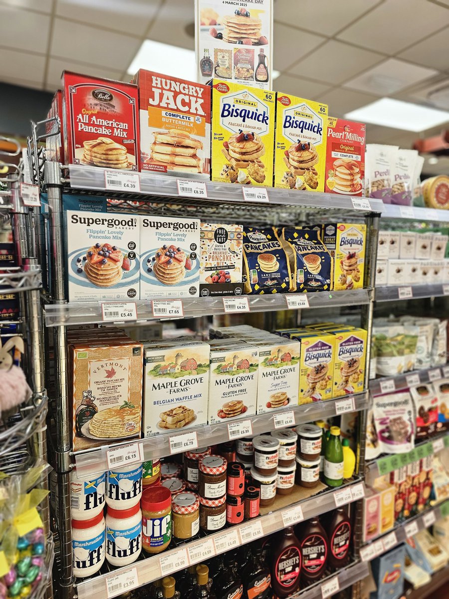 We're excited to celebrate Pancake Day tomorrow with our range of pancake mixes and delicious toppings for a quick breakfast or brunch. 🥞😋🎉 Let us know what you'll be topping your pancakes with!

Purchase in store or via Deliveroo &amp; UberEats 🛵💨👍