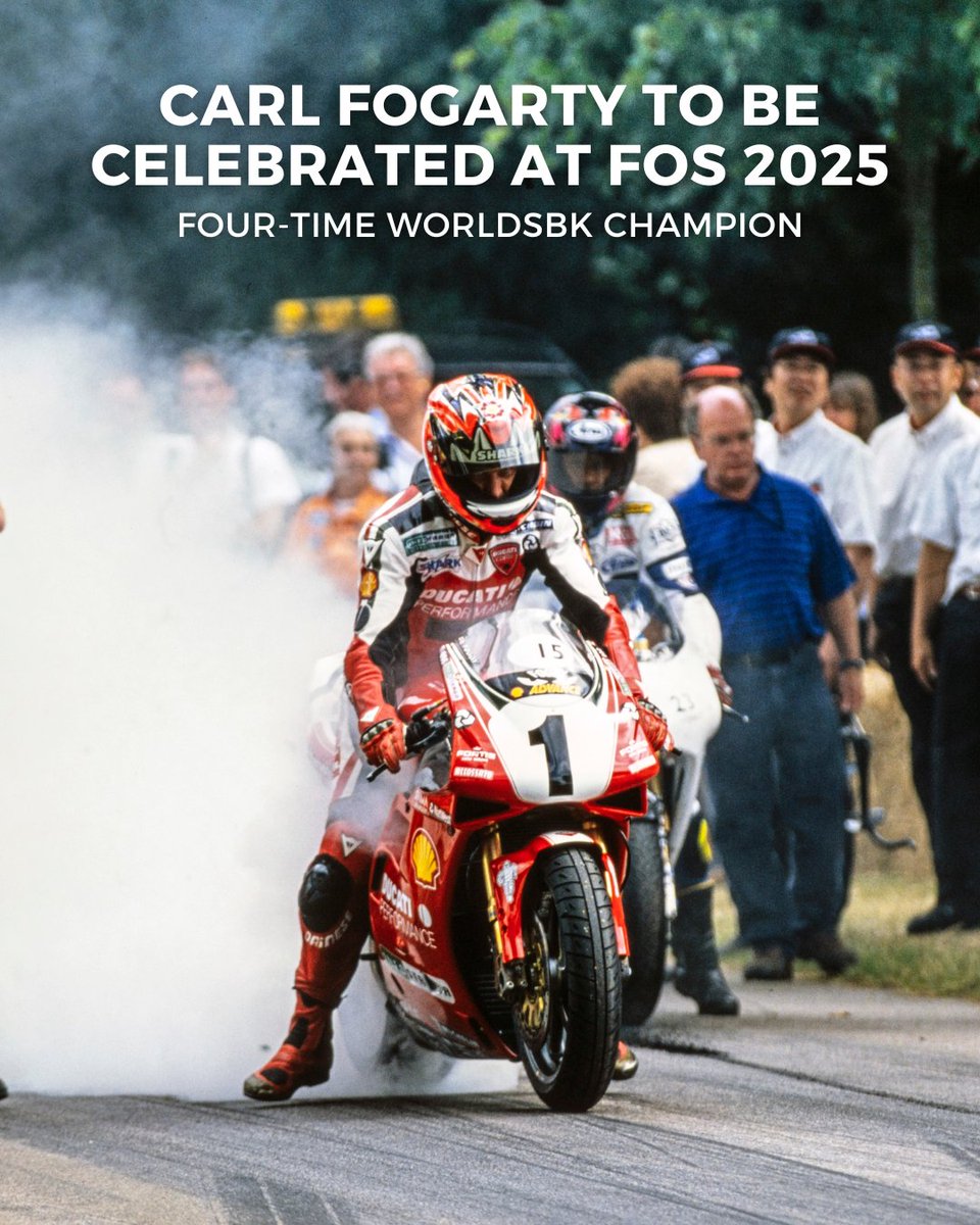 This year at #FOS we’re very excited to announce that we will be celebrating the career of the incredible <a href="/carlfogarty/">FOGGY   MBE</a>. Foggy will be reunited with his 1995-championship-winning Ducati 916 and will be honoured with a Goodwood balcony moment. Are you excited to see Fogarty back on