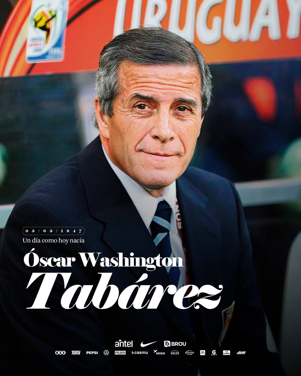 🔙 𝙐𝙉 𝘿𝙄́𝘼 𝘾𝙊𝙈𝙊 𝙃𝙊𝙔...

Nacía Óscar Washington Tabárez Silva, maestro y técnico, más de 17 años al mando de 𝐿𝑎 𝐶𝑒𝑙𝑒𝑠𝑡𝑒, un ícono, un campeón de América.

📲 auf.org.uy/oscar-tabarez/ 

#ElEquipoQueNosUne