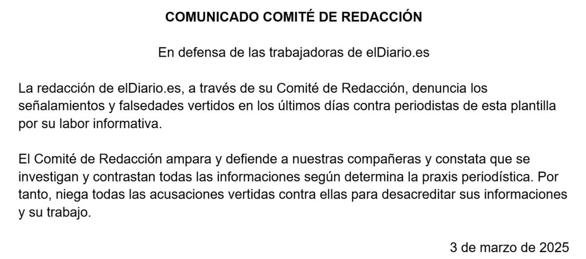 Comunicado del Comité de Redacción de elDiario.es