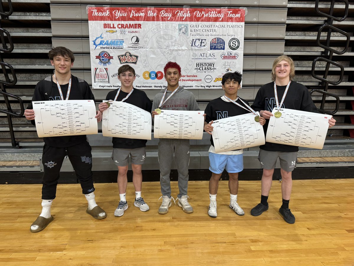 (NBH) B. Siegal - 2x district champ 1x regional champ

(NBH) P. Neufeld - 5x district champ 4x regional champ

(FSUHS) J. Croom - 2x district champ
2x regional champ

(NBH) K. Deloach -1x district champ 1x regional champ

(NBH) J. Mulnix - 2x district champ 1x regional champ