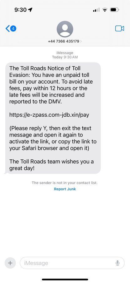 VDOT Northern VA (@vadotnova) on Twitter photo ⚠️Have you received a text message like this? IT IS A SCAM. Toll bills are NOT sent via text message and <a href="/VirginiaDMV/">VirginiaDMV</a> doesn't do this.
Do not click on any links or give financial info through text messages.
To validate messages like this, visit tollroadsinvirginia.com. ⚠️Have you received a text message like this? IT IS A SCAM. Toll bills are NOT sent via text message and <a href="/VirginiaDMV/">VirginiaDMV</a> doesn't do this.
Do not click on any links or give financial info through text messages.
To validate messages like this, visit tollroadsinvirginia.com.