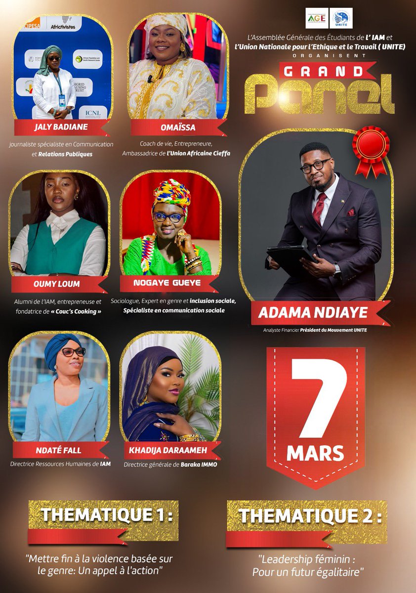 Rejoignez-nous pour un panel inspirant à l’occasion de la Journée des Droits de la Femme ! ✊✨

Le Mouvement UNITE, en collaboration avec l’assemblée Générale des Étudiants de l’IAM, vous invite à une discussion engagée autour de thèmes essentiels :