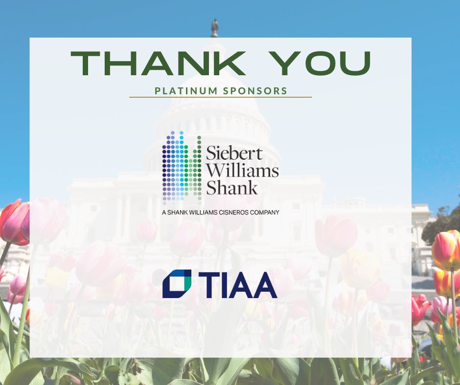 We are grateful to Siebert Williams Shank &amp; <a href="/TIAA/">TIAA</a>, our platinum sponsors for the Legislative Conference. #NAST2025