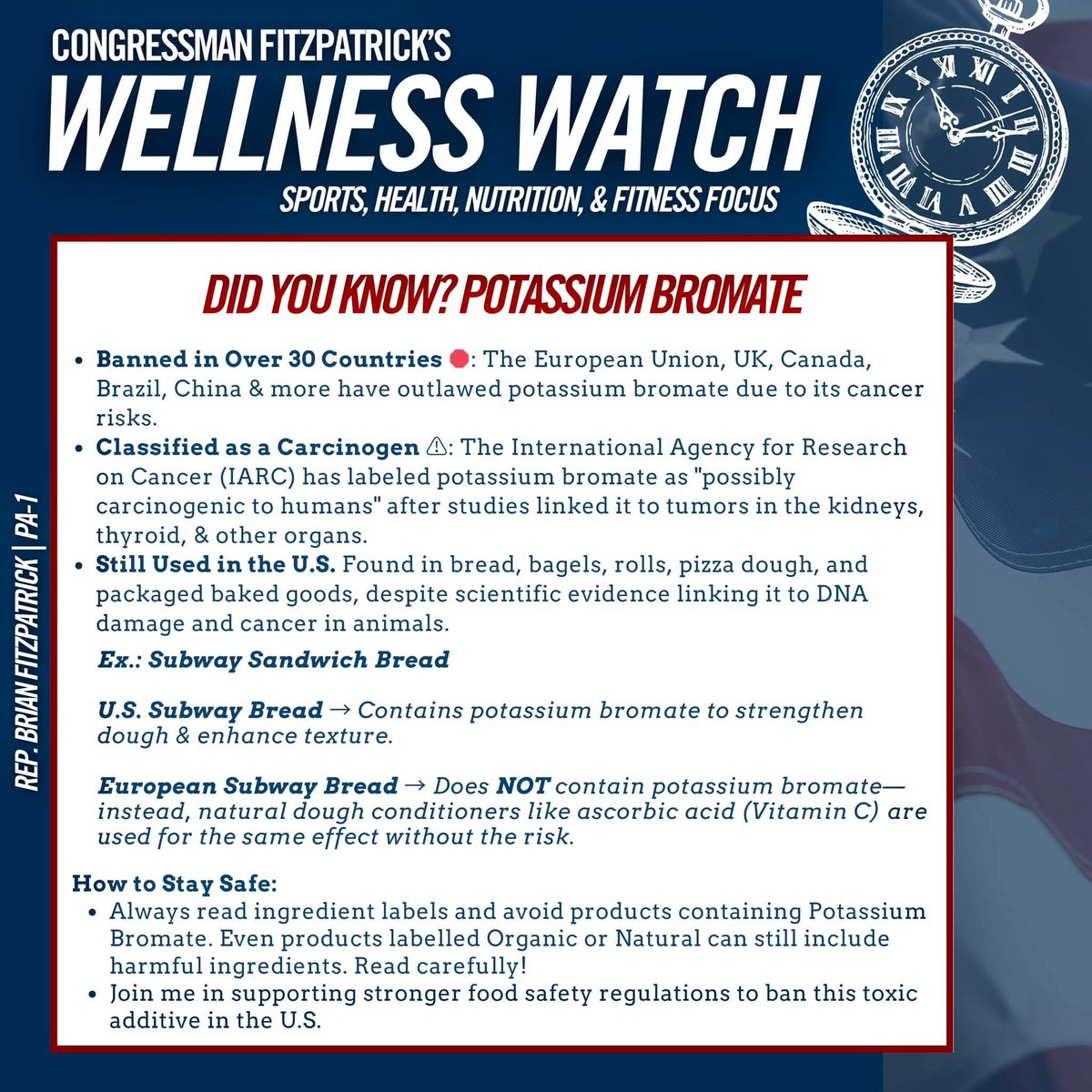 Since coming to Congress, I have made it my mission to advocate for stronger food safety measures, greater transparency, and proactive solutions to protect public health. Prevention starts with knowledge, which is why I l launched The Wellness Watch—a new series designed to help