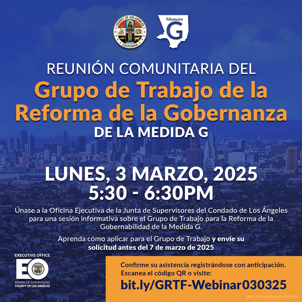 Lindsey P. Horvath (@lindseyphorvath) on Twitter photo To apply for LA County's Governance Reform Task Force, visit measureg.lacounty.gov or tune in to an info session TONIGHT👇
This will be the first major change to LA County's structure in a century -- apply to be a part of this important work! To apply for LA County's Governance Reform Task Force, visit measureg.lacounty.gov or tune in to an info session TONIGHT👇
This will be the first major change to LA County's structure in a century -- apply to be a part of this important work!