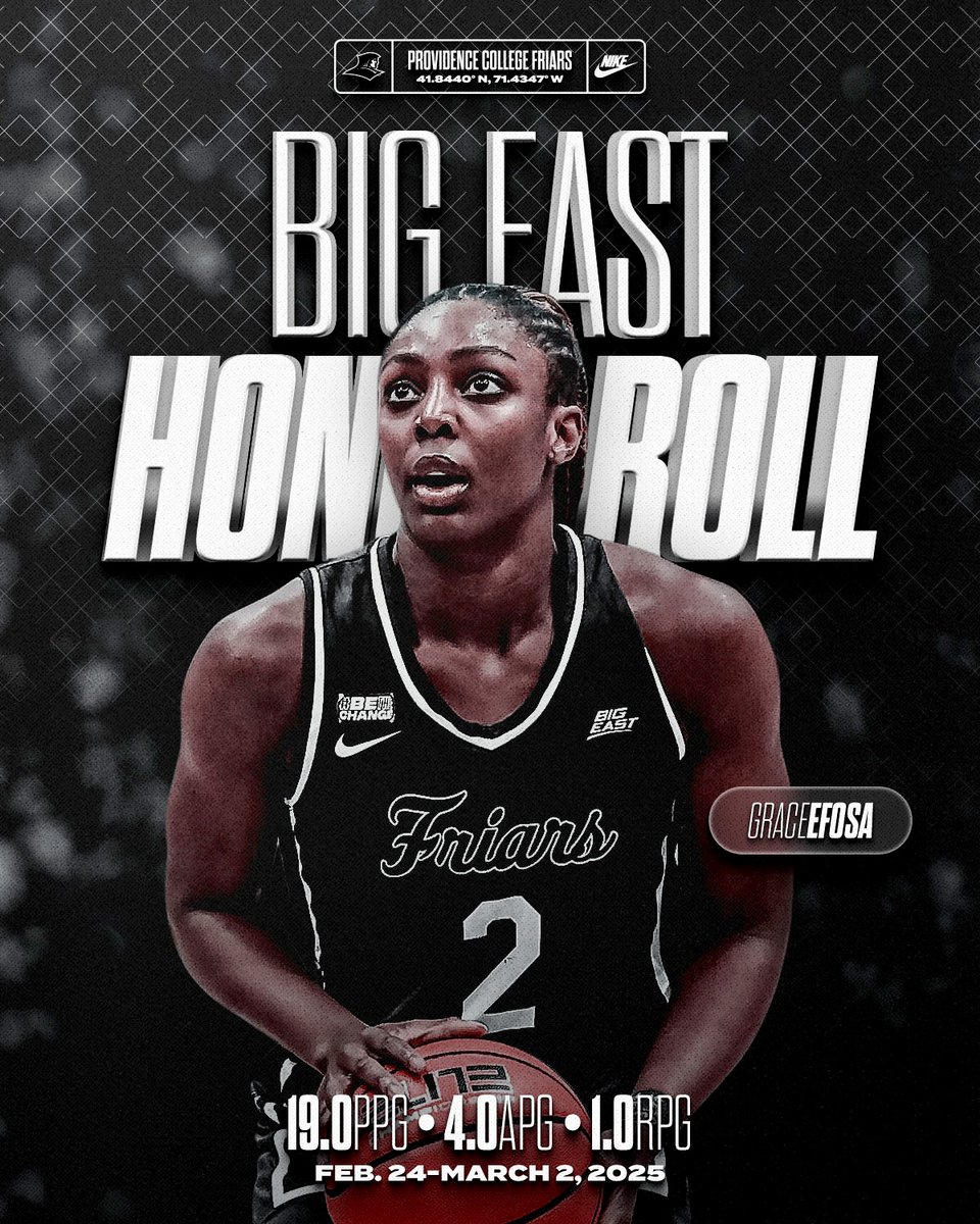 Grace Efosa Named To BIG EAST Weekly Honor Roll
friars.com/news/2025/3/3/…