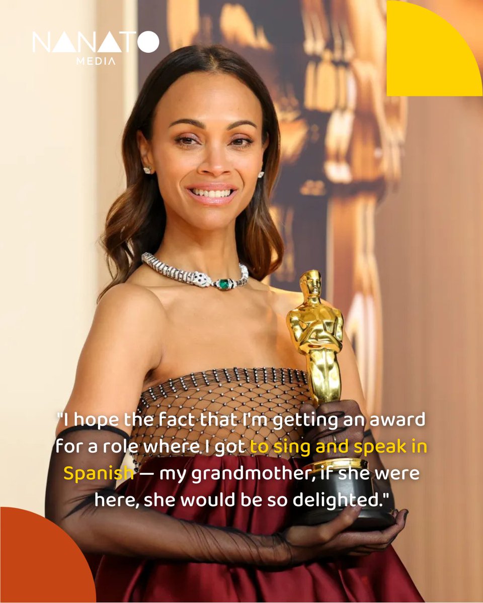 nanatomedia's tweet photo. ✨ History made at the Oscars! ✨

Brazil takes home its first-ever Academy Award with I'm Still Here 🇧🇷🏆, and Zoe Saldaña secures her first Oscar, marking a historic win for a Dominican-American actress 🇩🇴✨

#Oscars #Brazil #ZoeSaldaña #EmiliaPerez #ImStillHere https://t.co/H4vjxTb6iH