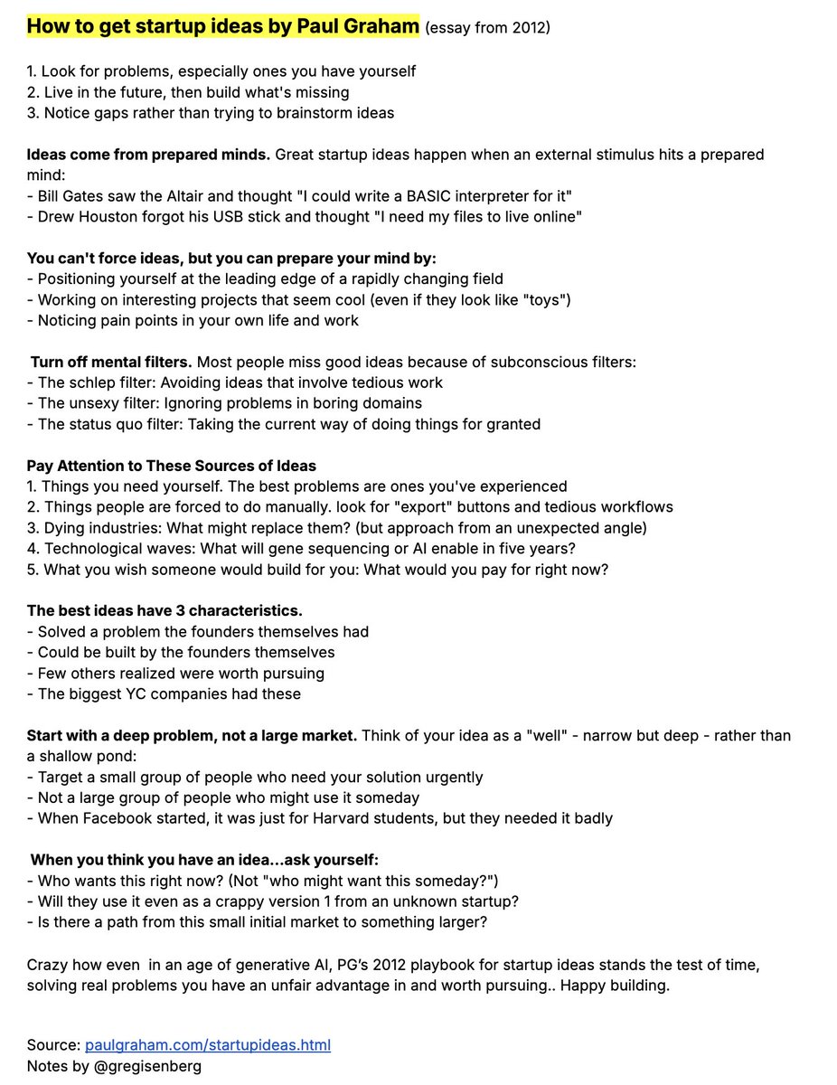 How to get startup ideas by Paul Graham (2012)