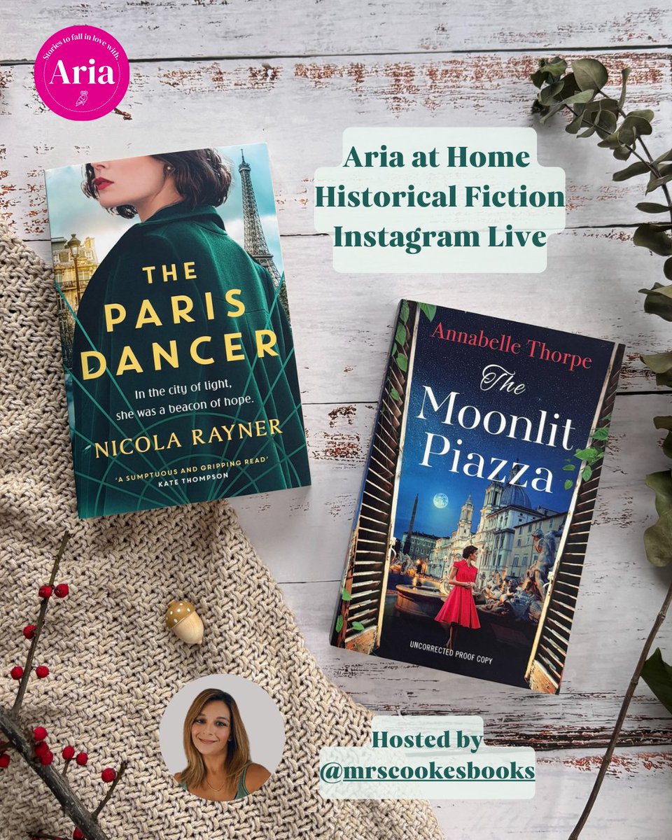 AriaFiction's tweet photo. 🕯️Aria at Home Instagram Live🕯️

We are delighted to announce our next Instagram Live discussing the wonderful new books #TheParisDancer and #TheMoonlitPizza by @Nico1aRayner and @annabellet + the fab Sukhy at @mrscookesbooks as host 📚

*March 12th, 7pm Head of Zeus Instagram* https://t.co/U5FtdkS7wE