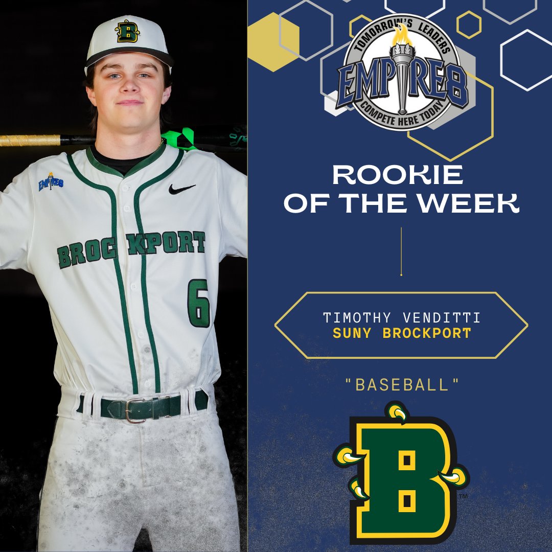 Empire 8 (@empire8) on Twitter photo Congrats to our #E8 Baseball Players of the Week!
Player of the Week Mario Cubello
<a href="/FisherAthletics/">SJF Cardinals</a>
Pitcher of the Week Kooper Knabe
<a href="/Utica_Pioneers/">Utica Pioneers</a>
Rookie of the Week Timothy Venditti
<a href="/BportAthletics/">Brockport Athletics</a>
#E8Proud #LeadersCompeteHere #WhyD3 Congrats to our #E8 Baseball Players of the Week!
Player of the Week Mario Cubello
<a href="/FisherAthletics/">SJF Cardinals</a>
Pitcher of the Week Kooper Knabe
<a href="/Utica_Pioneers/">Utica Pioneers</a>
Rookie of the Week Timothy Venditti
<a href="/BportAthletics/">Brockport Athletics</a>
#E8Proud #LeadersCompeteHere #WhyD3