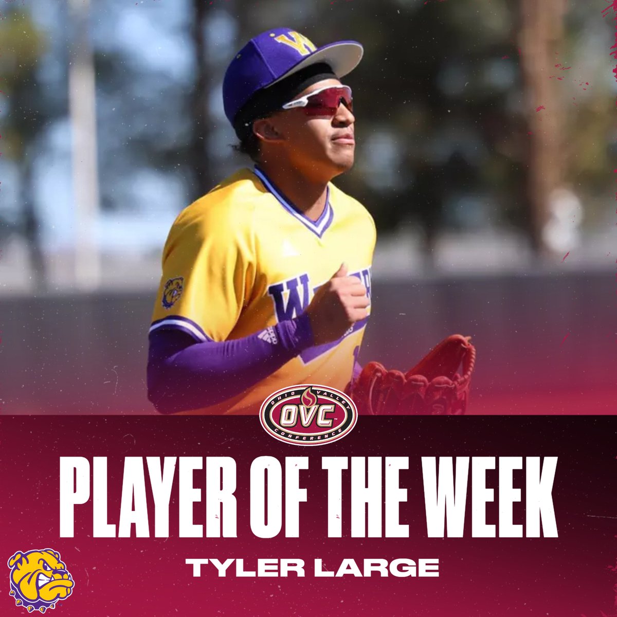 Ohio Valley Conference (@ovcsports) on Twitter photo 𝗢𝗩𝗖 𝗕𝗮𝘀𝗲𝗯𝗮𝗹𝗹 ⚾ 𝗣𝗹𝗮𝘆𝗲𝗿 𝗼𝗳 𝘁𝗵𝗲 𝗪𝗲𝗲𝗸
<a href="/WIUBaseball/">Western Illinois Baseball</a> OF Tyler Large (<a href="/tyler_large7/">Tyler Large</a>)
• Hit .667 (8-12) with 8 runs, a double, 2 triples, 6 RBI and 1.083 slugging percentage
#OVCit | #GoNecks 𝗢𝗩𝗖 𝗕𝗮𝘀𝗲𝗯𝗮𝗹𝗹 ⚾ 𝗣𝗹𝗮𝘆𝗲𝗿 𝗼𝗳 𝘁𝗵𝗲 𝗪𝗲𝗲𝗸
<a href="/WIUBaseball/">Western Illinois Baseball</a> OF Tyler Large (<a href="/tyler_large7/">Tyler Large</a>)
• Hit .667 (8-12) with 8 runs, a double, 2 triples, 6 RBI and 1.083 slugging percentage
#OVCit | #GoNecks
