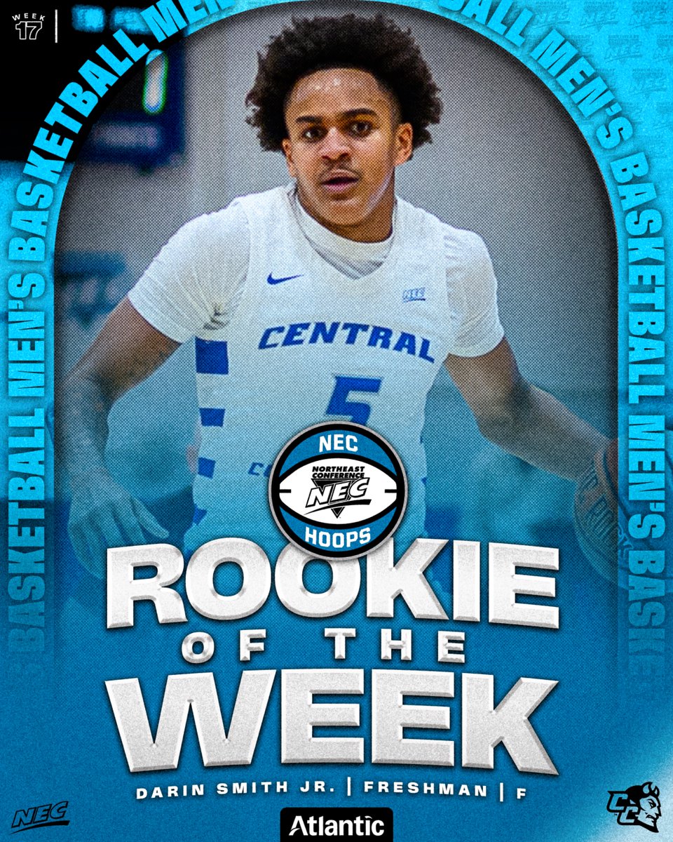 Northeast Conference (@necsports) on Twitter photo ๐๐
The #NECMBB/<a href="/tomorrowsoffice/">Tomorrows Office</a> Rookie of the Week is ๐๐๐ซ๐ข๐ง ๐๐ฆ๐ข๐ญ๐ก ๐๐ซ. from <a href="/CCSUBlueDevils/">CCSU Blue Devils</a>โผ๏ธ
ยป 4th ROW accolade, tied for league-high
ยป Averaged 9.5 ppg & 5.5 rpg and posted .500/.400/.875 shooting splits in sweep that extended CCSU's nation-best win streak to 12
ยป ๐๐
The #NECMBB/<a href="/tomorrowsoffice/">Tomorrows Office</a> Rookie of the Week is ๐๐๐ซ๐ข๐ง ๐๐ฆ๐ข๐ญ๐ก ๐๐ซ. from <a href="/CCSUBlueDevils/">CCSU Blue Devils</a>โผ๏ธ
ยป 4th ROW accolade, tied for league-high
ยป Averaged 9.5 ppg & 5.5 rpg and posted .500/.400/.875 shooting splits in sweep that extended CCSU's nation-best win streak to 12
ยป