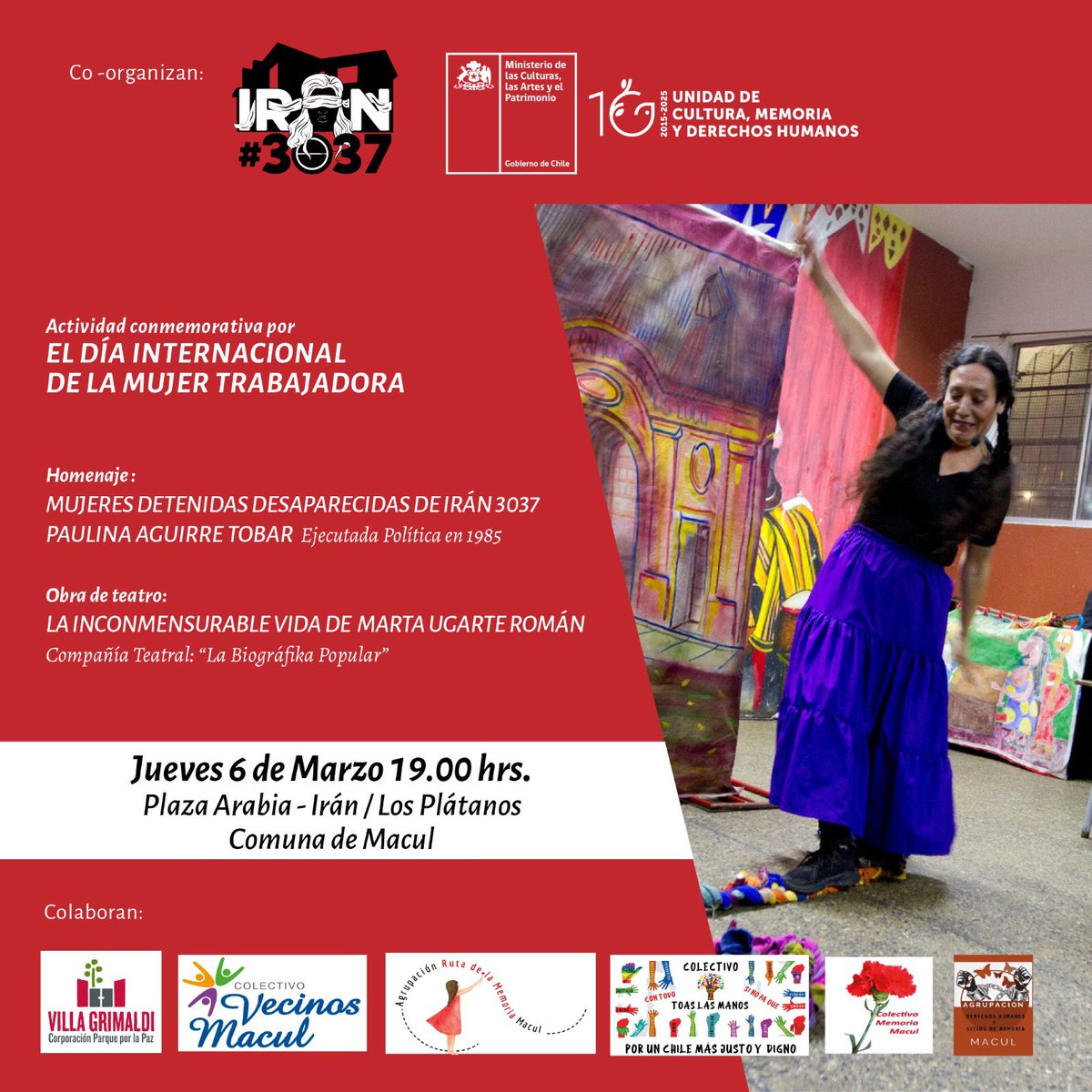 Homenaje Conmemorativo en Plaza Arabia recordará a Mujeres Detenidas Desaparecidas desde el centro de Tortura clandestino IRÁN 3037 iran3037.cl/web/homenaje-c…