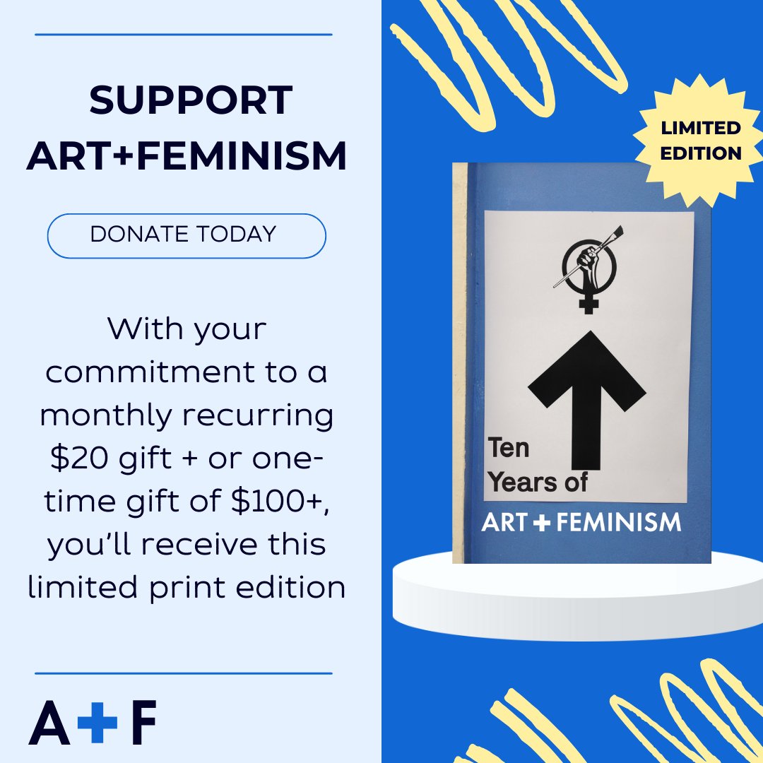 Art+Feminism is doing the work to ensure knowledge reflects all of us. This Women’s History Month, help sustain feminist knowledge activism:

💛 $20/mo or $100+ one-time = a limited-edition zine
💛 $25+ one-time = a feminist art postcard set

Donate today: bit.ly/3F0diJX