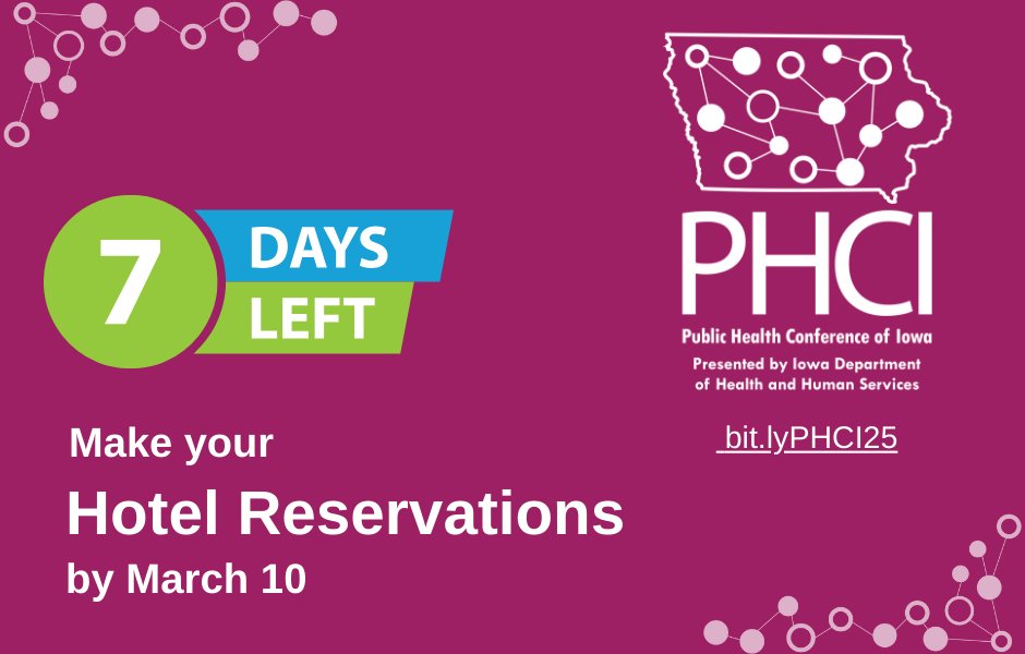 🚨 Reminder: Only 1 Week Left to Book Your Hotel Room! 🚨

Book by March 10 to take advantage of the #PHCI25 conference rate!✨

Secure your spot: ow.ly/bQFO50V8EHS"