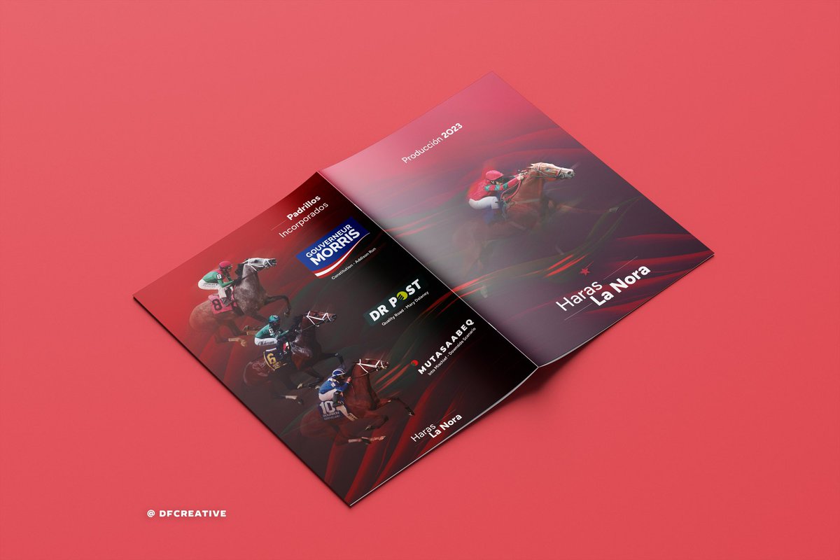 dfcreative's tweet image. Arte de tapa y contratapa para el Haras La Nora, para su producción 2023.
También se presentó una alternativa en color verde como tono principal.