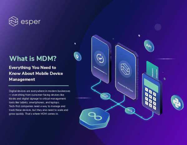 SharewaveTech's tweet image. Managing a growing fleet of digital devices can be complex. With Esper&apos;s Mobile Device Management (MDM), you gain complete control and visibility over your devices — from setup to security. View this eBook for more details.👇 stuf.in/bfx5zl