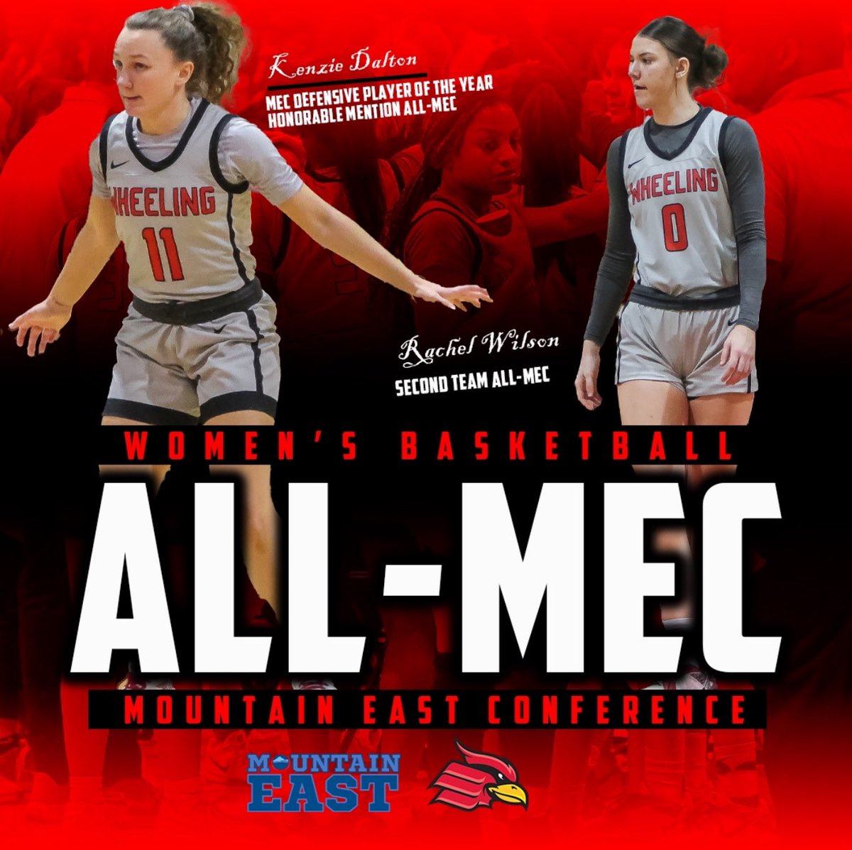 Congrats to our very own Kenzie Dalton and Rachel Wilson. Kenzie earns DPOY (inaugural award for the MEC) to go along with All-Conference Honorable Mention. Rachel Wilson earns 2-Team All-Conference!! We are so proud of you ladies!! #GoCards #StickTogether