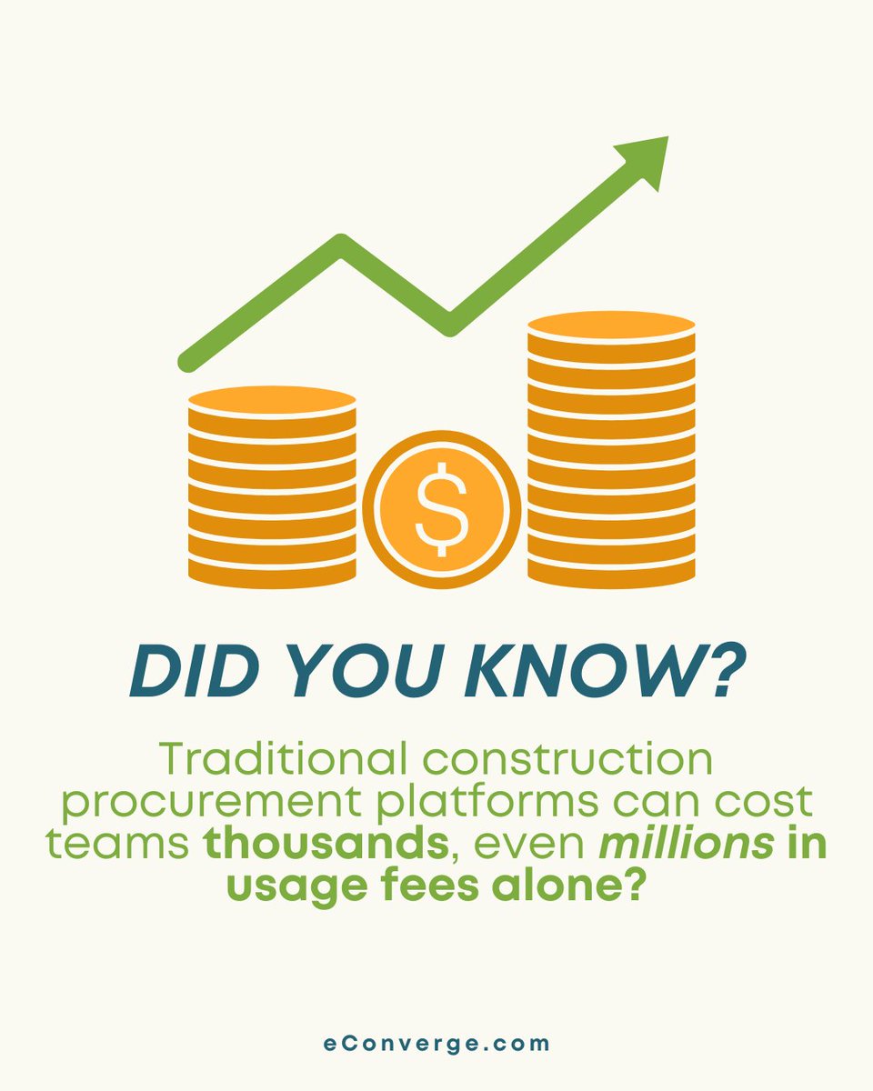 eConverge_'s tweet image. eConverge™: Zero platform fees, 100% value delivery. That&apos;s procurement transformation.

Learn  more:  eConverge.com

#JOCConstruction #JobOrderContracting #SABER #IDIQ