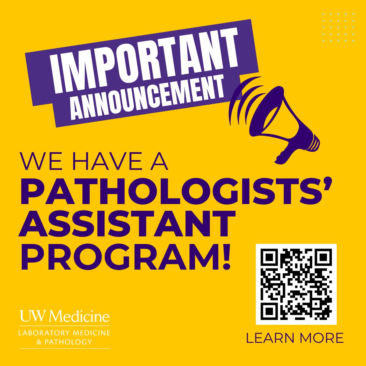 Pathologists' Assistant Program informational session is Today March 3rd 5-6pm. Scan the QR code or go to the link below to register! #pathology #pathassist #UWPathology
washington.zoom.us/meeting/regist…
