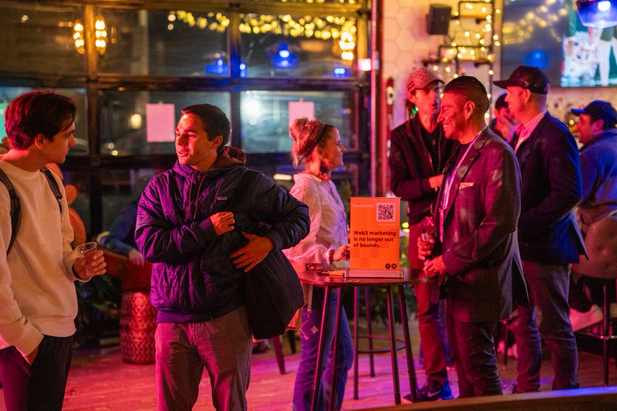 coinbound's tweet image. A huge thank you to everyone who made our ETH Denver happy hour a success!

It was so nice to connect IRL with everyone and discuss Web3 marketing.

(100+ photo download link in comments)