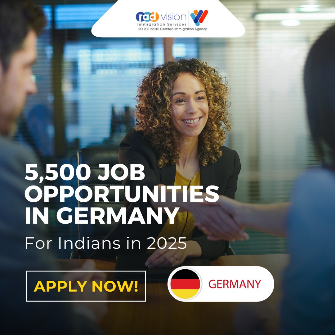 radvisionworld's tweet image. 🚀 Job Opportunities in Germany!✨

5,500 job vacancies are available for Indians looking to work abroad! Don’t miss this chance to build your career in Germany. Learn more about Germany immigration radvisionworld.com/germany-immigr…  #WorkInGermany #GermanyJobs #IndiansAbroad #JobVacancies
