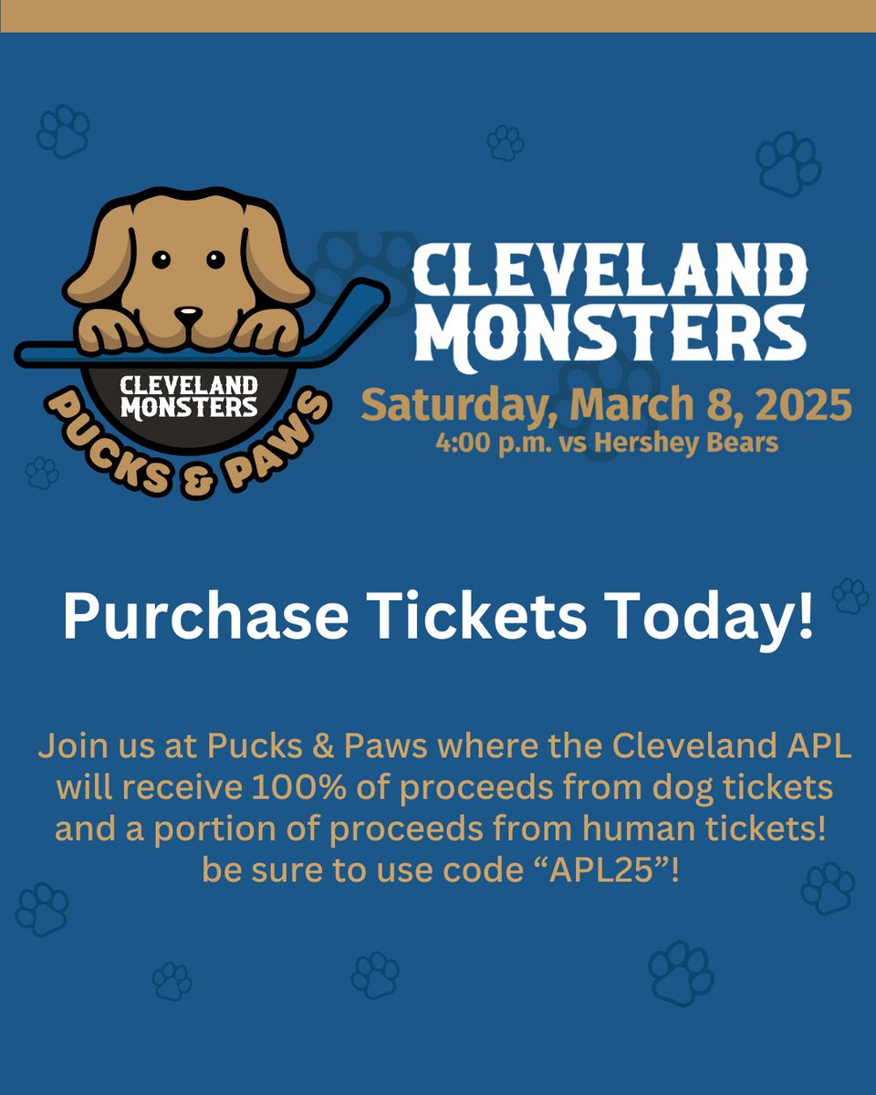 There’s still time to grab your tickets for Pucks and Paws on 3/8! In order for the APL to receive the fundraised portion of the human tickets, please visit bit.ly/4beF6Ge and enter passcode “APL25” to get your tickets. Don't miss this fun event for you and your pooch!🐶