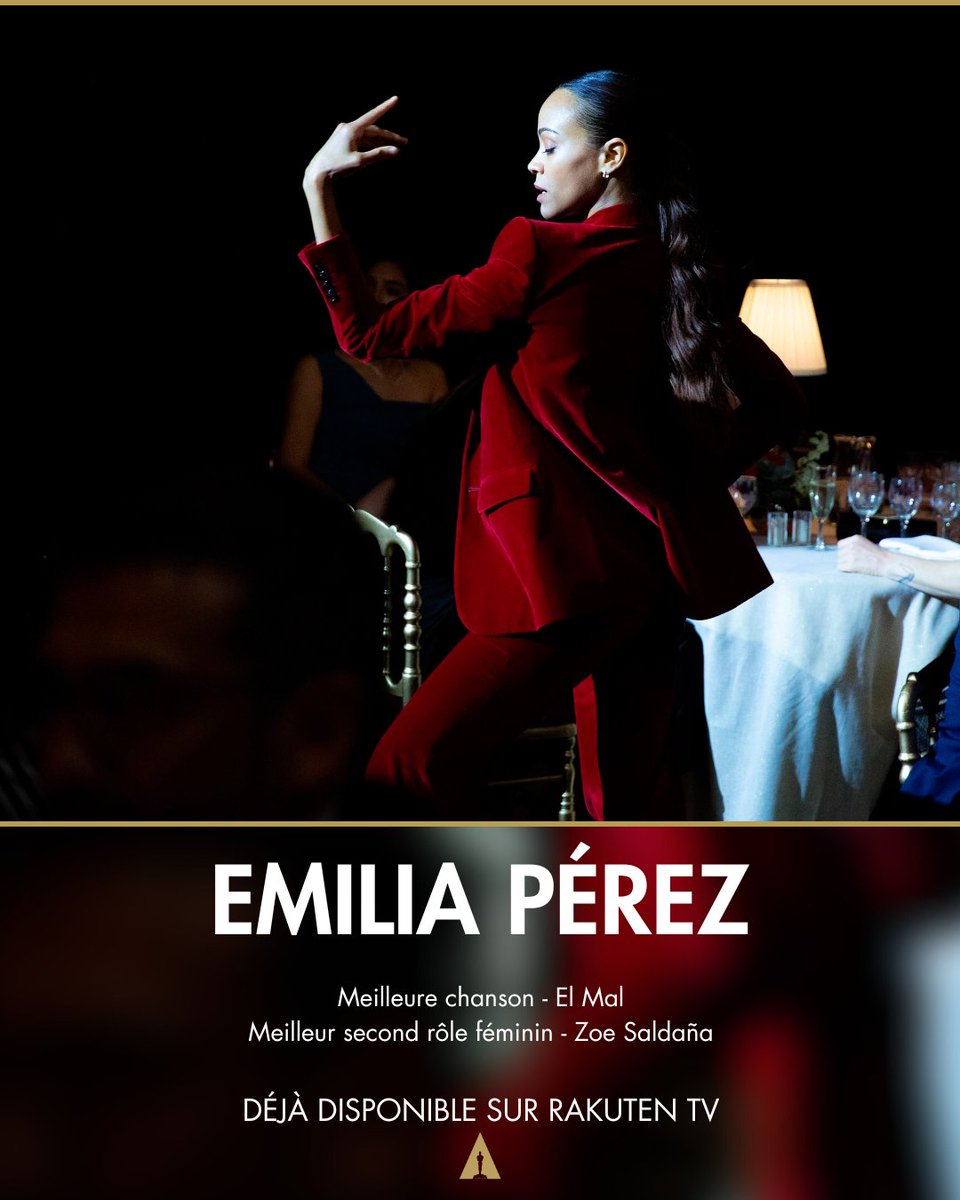 Le film triomphateur des derniers Prix César, Emilia Pérez, a remporté 2 Oscars : Meilleure chanson originale et Meilleure actrice dans un second rôle grâce à Zoe Saldaña. Vous pouvez dès maintenant le voir sur Rakuten TV.
