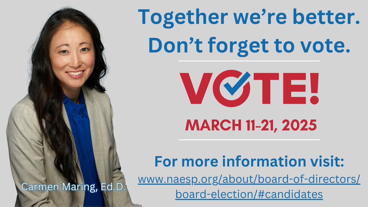 DrewBordner (@drewbordner) on Twitter photo 📢 Exciting news! Dr. Carmen Maring is running for <a href="/NAESP/">National Assoc. of Elementary School Principals</a> Vice President! An innovative, student-centered, strategic leader! She's ready to elevate all students and principals nationwide. 🏫💡
📺 Learn more: youtu.be/yQgeDGgnpg8 📢 Exciting news! Dr. Carmen Maring is running for <a href="/NAESP/">National Assoc. of Elementary School Principals</a> Vice President! An innovative, student-centered, strategic leader! She's ready to elevate all students and principals nationwide. 🏫💡
📺 Learn more: youtu.be/yQgeDGgnpg8