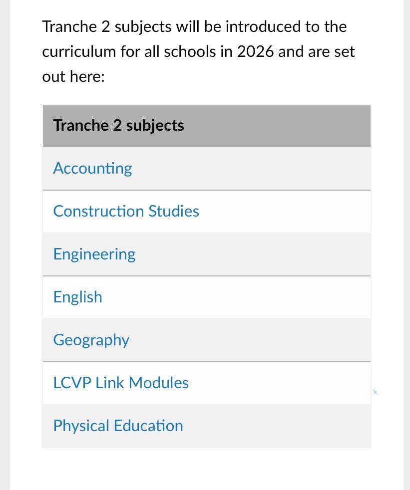 SCR: All Tranche 2 draft subject specifications have been published by the <a href="/NCCAie/">NCCA</a>. Consultation process is live across all areas. ncca.ie/en/senior-cycl…