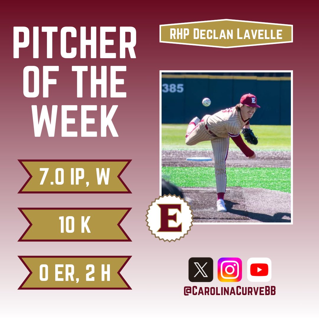 The Week 3 Pitcher of the Week is Declan Lavelle from Elon‼️

The right-hander tossed 7 innings and struck out 10 batters against Brown🔥

<a href="/declanlavelle_/">Declan Lavelle</a>
