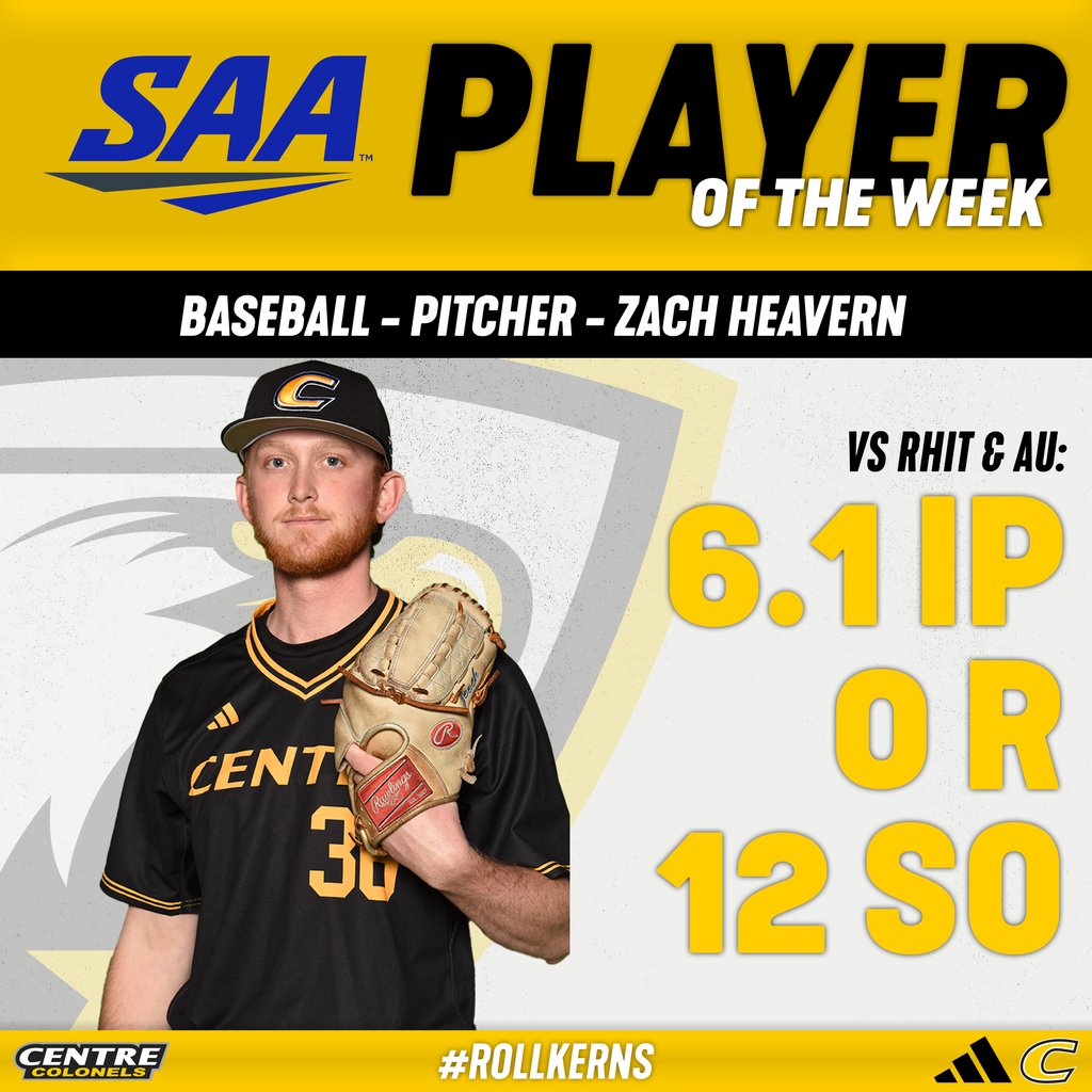 Centre Colonels (@centreathletics) on Twitter photo ⚾️ | After posting some truly ridiculous numbers for a reliever this week, Zach Heavern of <a href="/CentreBaseball/">Centre Baseball</a> has been named SAA Pitcher of the Week! #RollKerns centrecolonels.com/news/2025/3/3/… ⚾️ | After posting some truly ridiculous numbers for a reliever this week, Zach Heavern of <a href="/CentreBaseball/">Centre Baseball</a> has been named SAA Pitcher of the Week! #RollKerns centrecolonels.com/news/2025/3/3/…