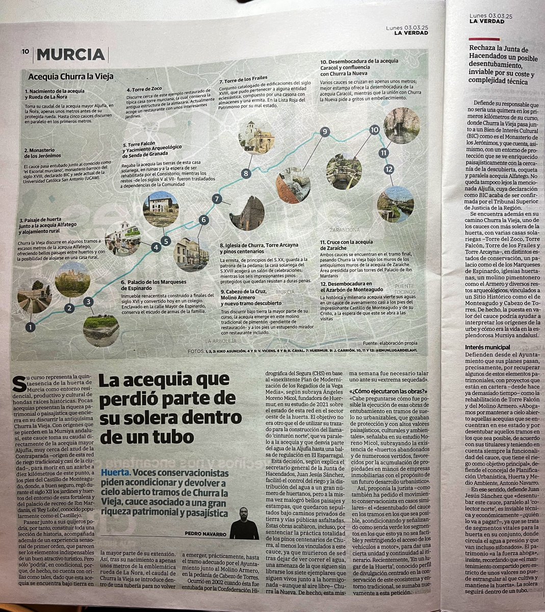 🍋Días atrás publicamos un hilo sobre Churra la Vieja. Hoy Pedro Navarro en La Verdad firma un certero artículo sobre esta ruta y la posibilidad de abrir la acequia.

Darle las gracias por darnos voz y sobre todo por abrir este melón.

Empecemos a conjugar el verbo desentubar…