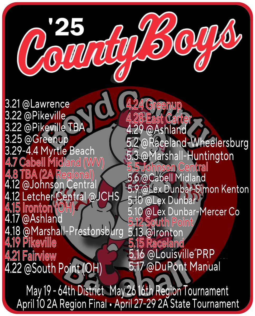 Who is excited for some warmer weather, fresh squeezed lemonade and Boyd County Baseball at THE LARRY?  The schedule is set with plenty of good competition for the '25 season.