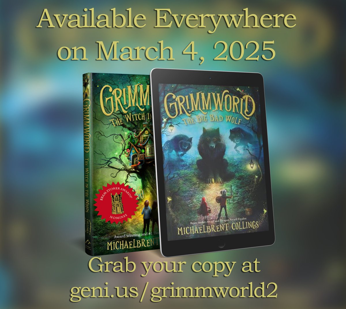 Quick reminder that GRIMMWORLD: The Big Bad Wolf hits tomorrow! It's a middle-grade fantasy, the sequel to the Bram Stoker Award finalist novel Grimmworld: The Witch in the Woods!

You can preorder at the link below!
The Witch in the Woods: geni.us/grimmworld
Big Bad Wolf: