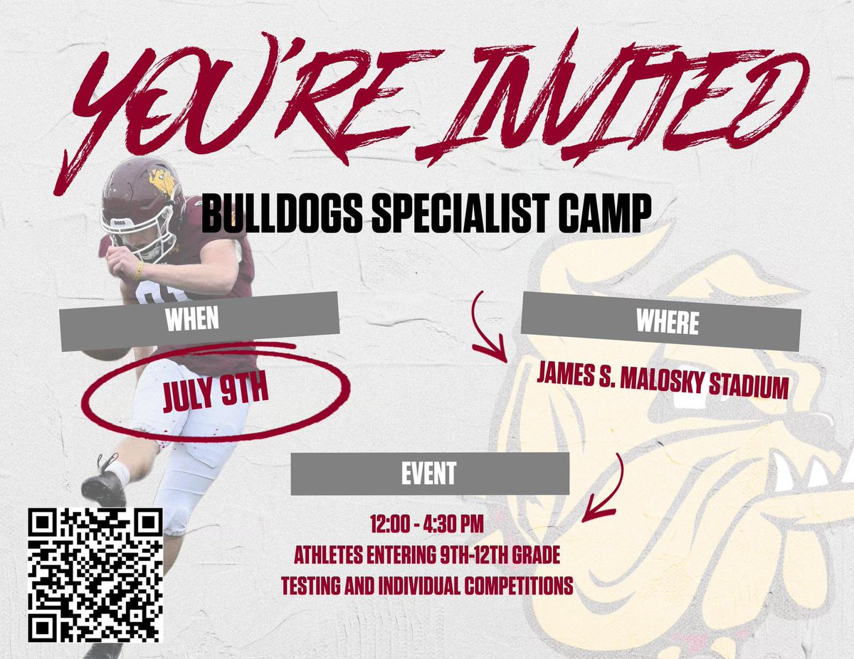 Thanks <a href="/CoachWiese/">Curt Wiese</a> for the <a href="/UMD_Football/">UMD Football</a> summer specialist camp invite! #BulldogCountry