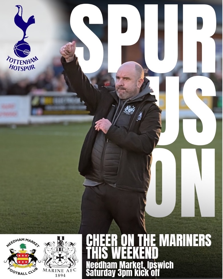 🤍 We take a trip down south this Saturday to Needham Market, and we’d love to see some of our #THFC friends down there with no #Spurs game on the day!

💪 Spur us on as we look to secure survival in our first ever National League North campaign.

#COYM #WeAreMarine