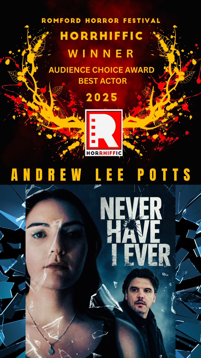 Andrew Lee Potts (@andrewleepotts) on Twitter photo Happy to say I picked up the AUDIENCE CHOICE AWARD for BEST ACTOR at <a href="/romfordhorror/">Romford Horror Film Festival</a> film festival last night for my work on @damon_rickard ‘s movie NEVER HAVE I EVER. I was unable to attend but would like to thank all involved in the film and also the film festival 🙏🏻 Happy to say I picked up the AUDIENCE CHOICE AWARD for BEST ACTOR at <a href="/romfordhorror/">Romford Horror Film Festival</a> film festival last night for my work on @damon_rickard ‘s movie NEVER HAVE I EVER. I was unable to attend but would like to thank all involved in the film and also the film festival 🙏🏻