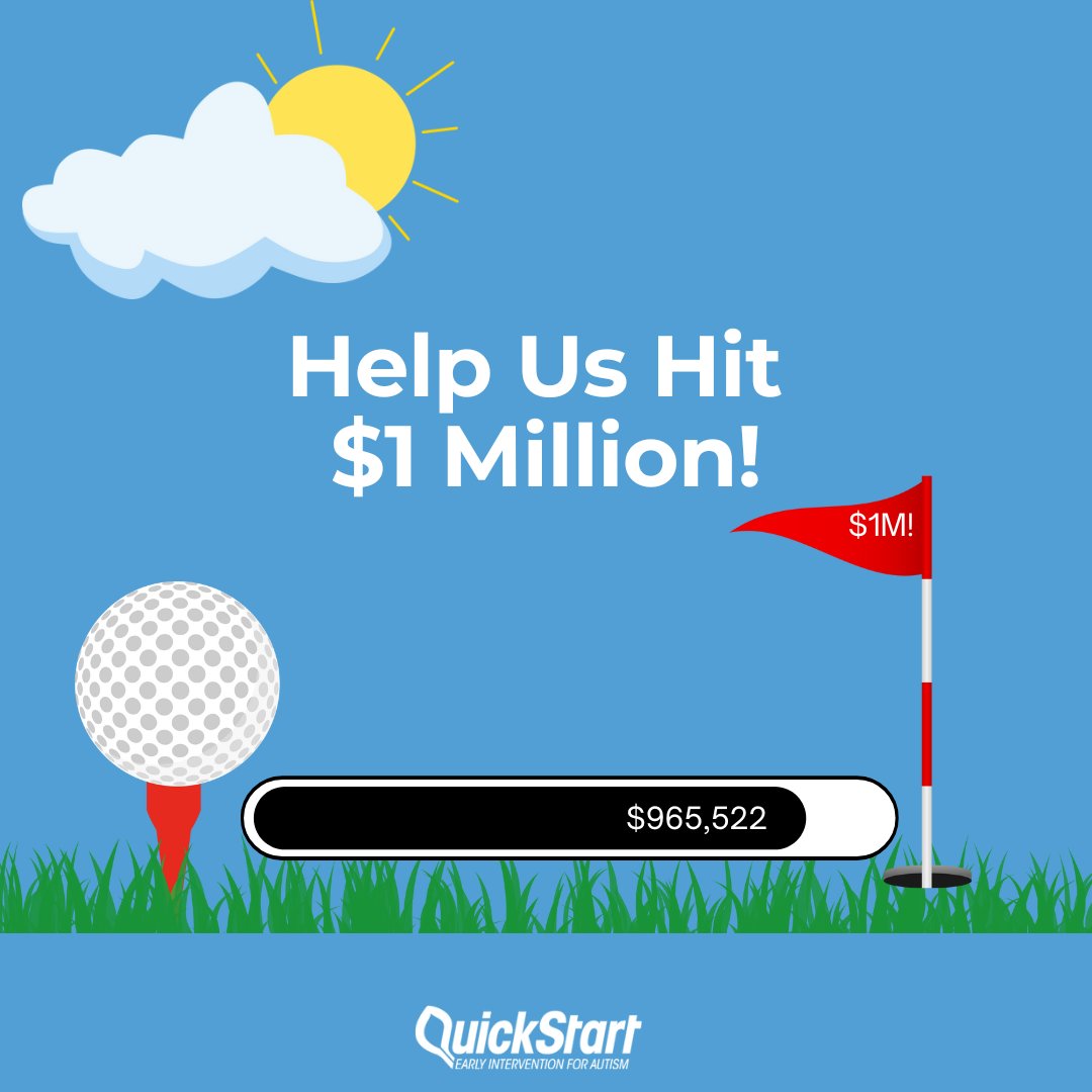Almost there!

Since 2014, the Camelot QuickStart Charity Golf Tournament for Autism has raised an incredible $965,522. Be part of the year we hit the $1 million milestone!

Great Sponsorship opportunities available here: quickstartautism.ca/2025-camelot-q…